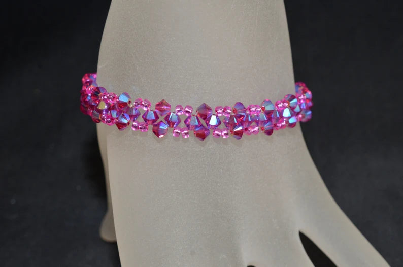 Crystal bracelet, fuschia ab2x