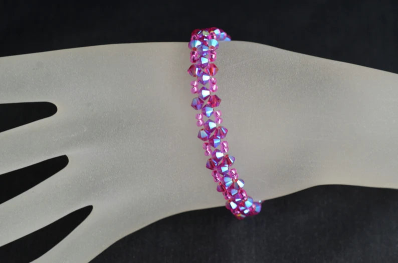 Crystal bracelet, fuschia ab2x