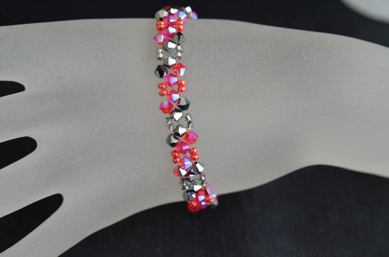 Bracelet cristal, hyacinth ab2x, cristal light chrome 2x