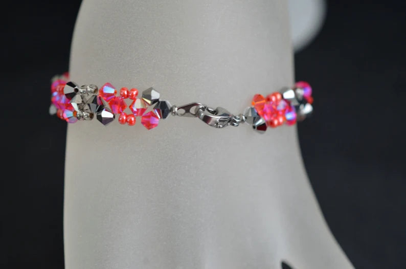 Bracelet cristal, hyacinth ab2x, cristal light chrome 2x