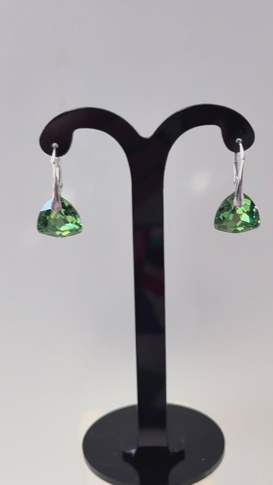 Boucles d’oreilles cristal , argent 925, chic, Trilliant Cut Pendentif Reinvented Péridot Comet Argent Light, Vert